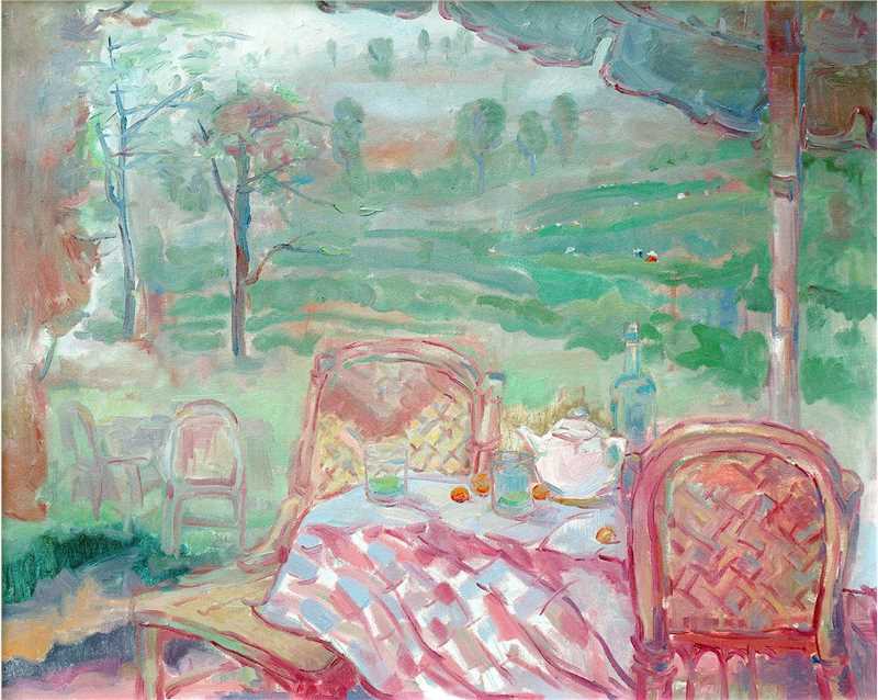 李梅《梅坞问茶》油画 80×100cm 2008年