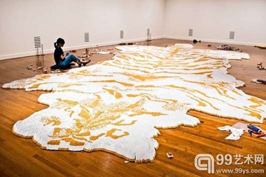 在美国弗吉尼亚美术博物馆展出的虎皮地毯