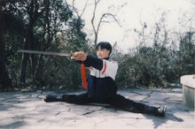 张仁杰武术散打队训练照片。