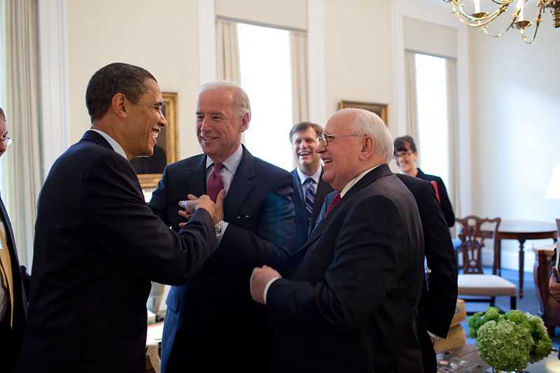 戈尔巴乔夫与时任美国总统奥巴马、副总统拜登（2009年）