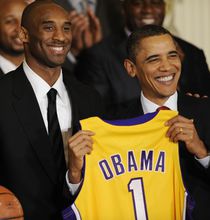 美国总统接见NBA总冠军湖人队 图集