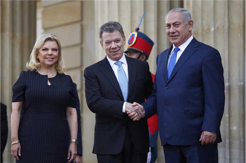 桑托斯会见以色列总理本雅明·内塔尼亚胡