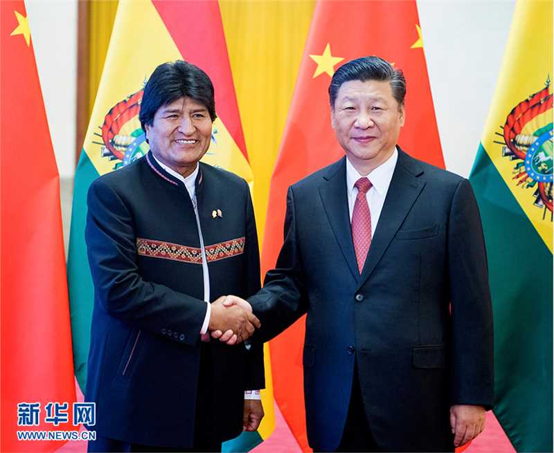 2018年，玻利维亚总统莫拉莱斯访华