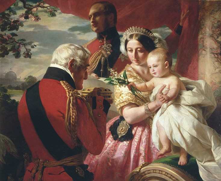韦尔斯利向维多利亚女王、亚瑟王子与阿尔伯特亲王展示礼物