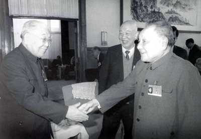 邓小平会见物理学家、教育家严济慈（1988年）