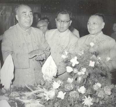 1962年邓小平（右一）等出席欢迎外宾招待会