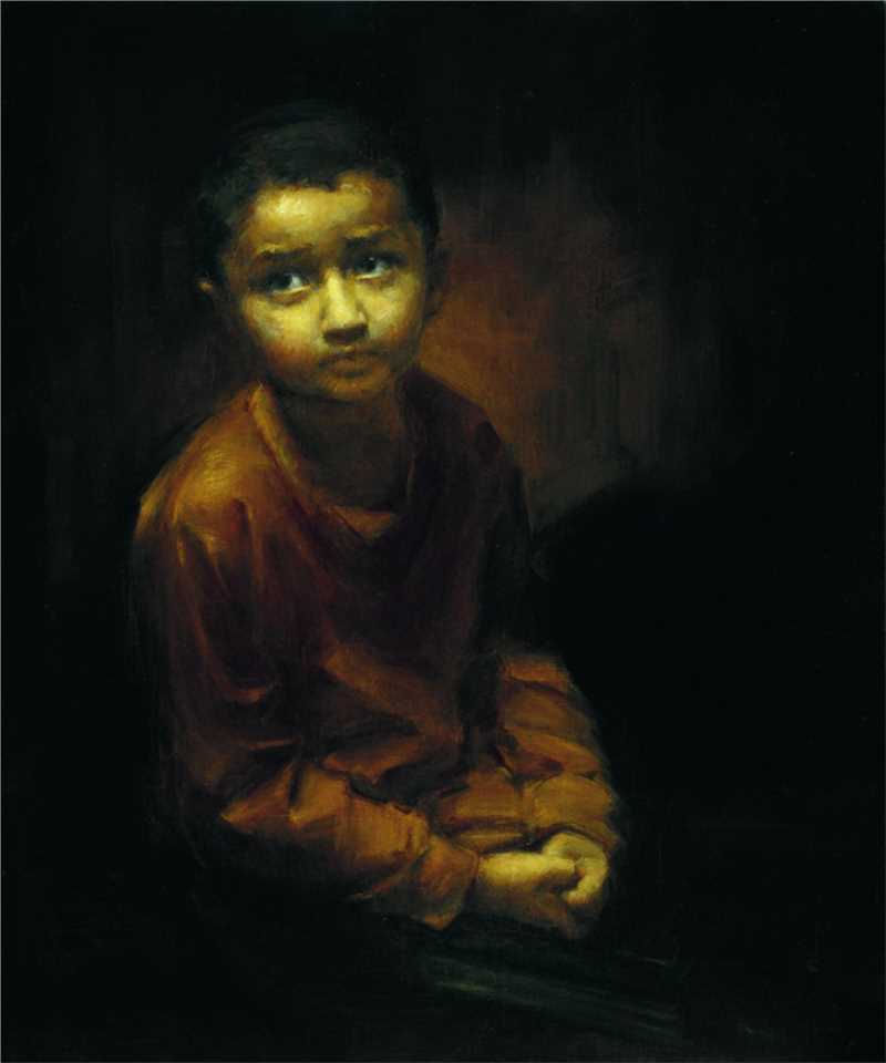 在黑暗中祷告2008 50 60 布面油画 